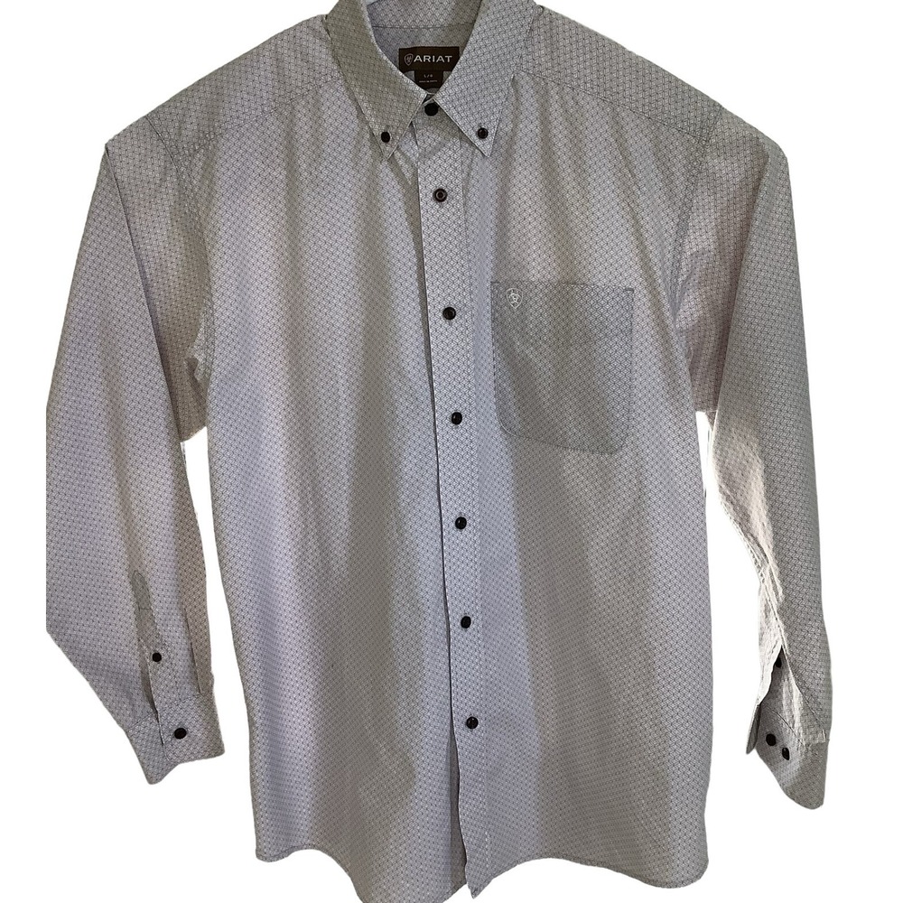 Ariat Long Sleeve Button Down Shirt Mens Large Geometric Gray/blue